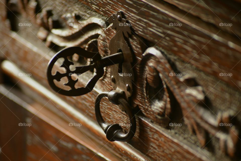 Carved wooden drawer