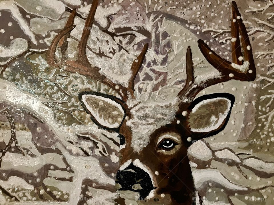 Deer painting I did with glitter!