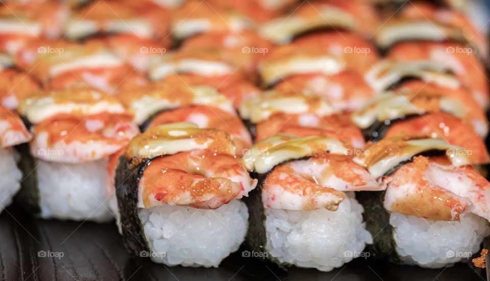 Shrimp sushi background