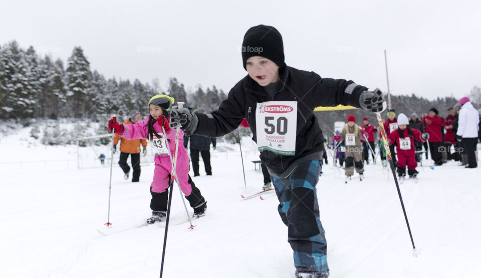 Childrens ski race