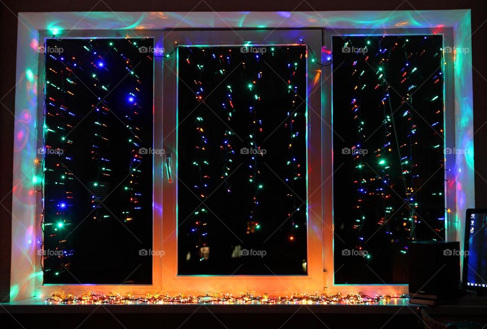 colorful light on window