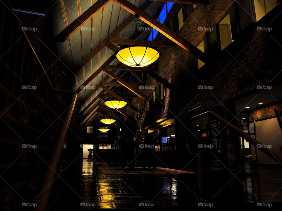 Angle Light. Geometric shapes and lighting makes this hotel lobby an art to appreciate. 
Zazzle.con/Fleetphoto 