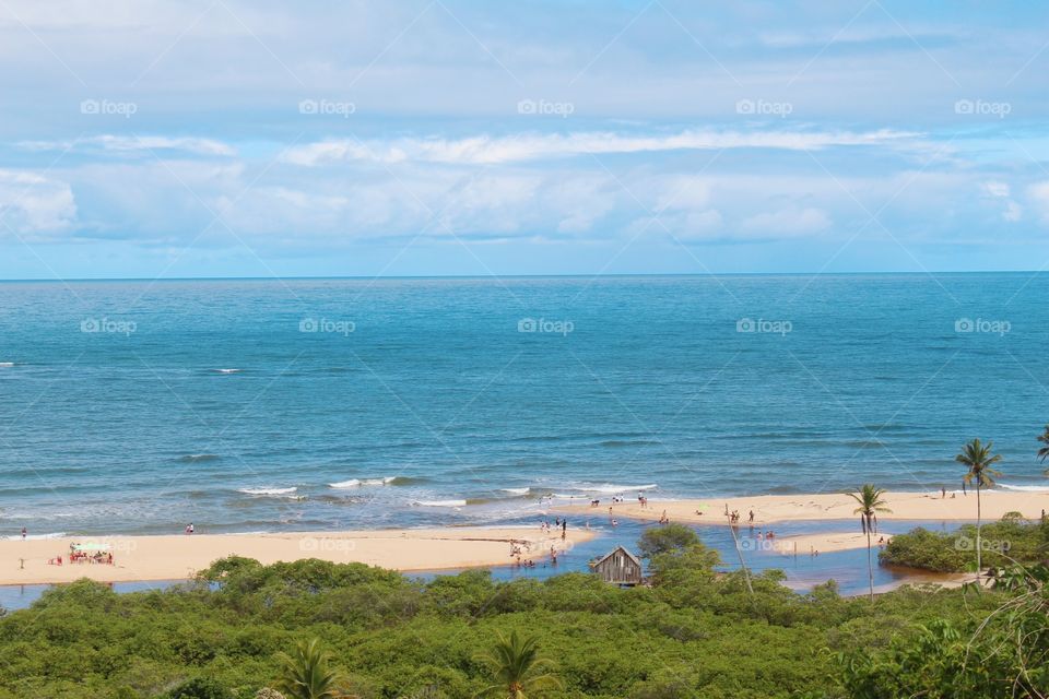View of the meeting of the river with the sea in Brazil