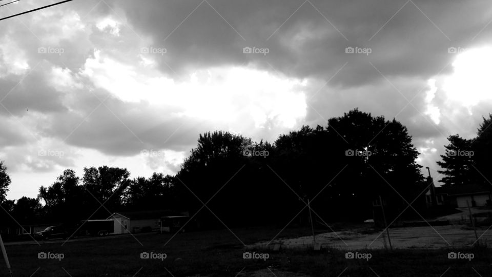 Monochrome, Tree, Landscape, Black And White, Sunset