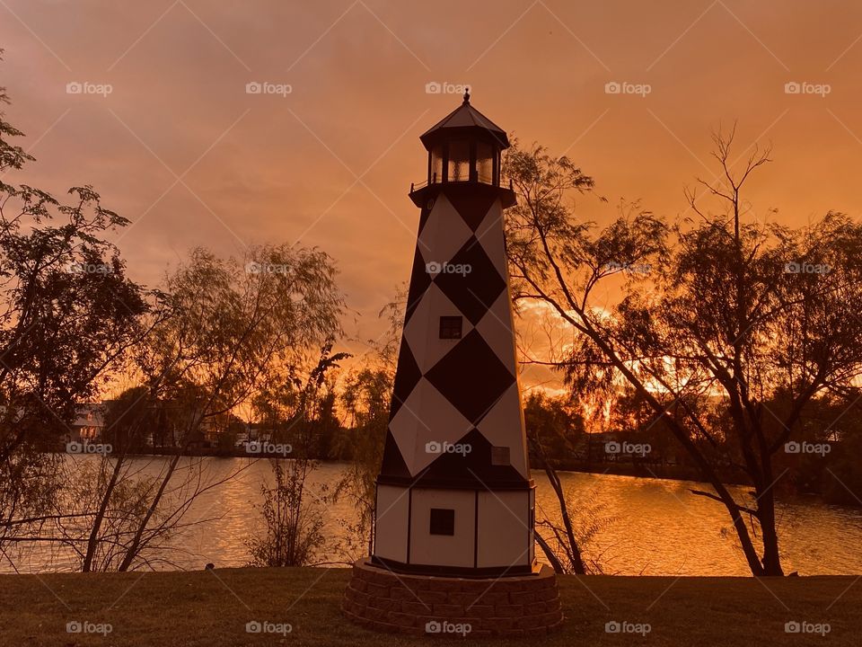 Majestic Lighthouse Stands firm in the last bit of Sunset heading through Twilight into Night. 