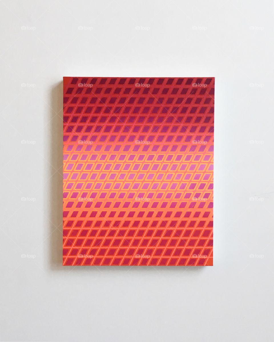 Red interwoven rhomboid pattern painting Warm reds cool reds. Which red do you prefer!?