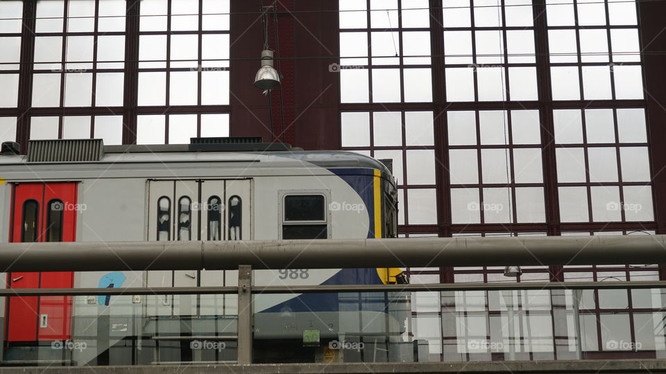 At the train station in Antwerp, Belgium.