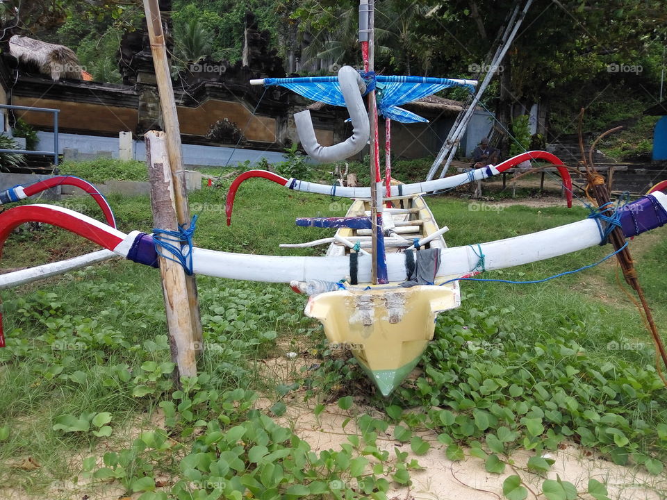 Traditional boat at Nikko Beach Bali. Indonesia
