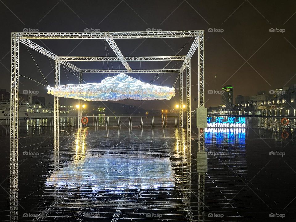 Raindrop installation art in maritime plaza keelung