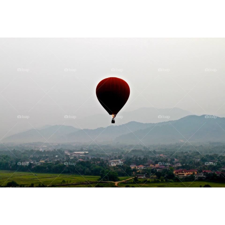 Airballoon. Vang vieng, Lao