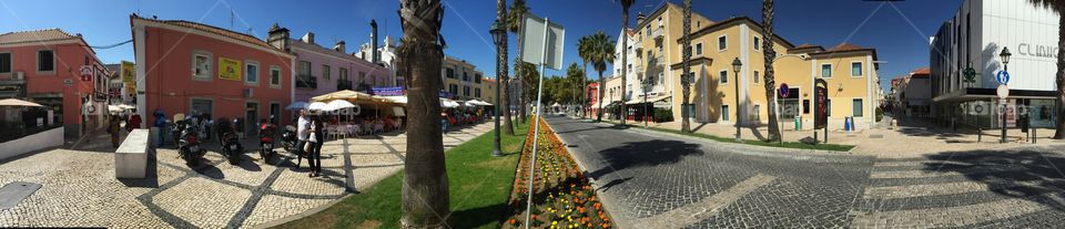 Panorama on one of Cascais streets