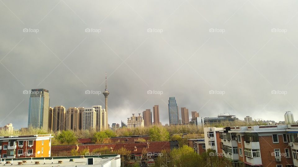 Tianjin City captured from my window. Here have a big tower. beautiful creation
