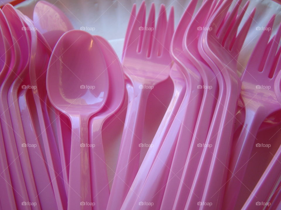 Pink spoons and forks