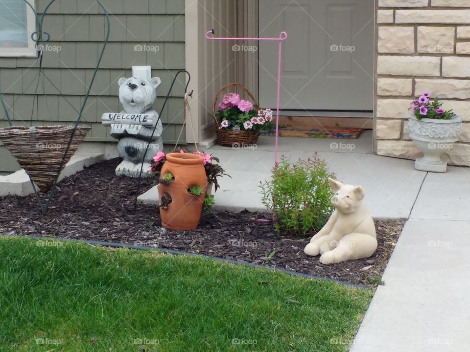 lawn ornaments by our neighbor's front door