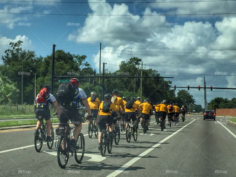 Cyclists on the road during my afternoon commute to work.