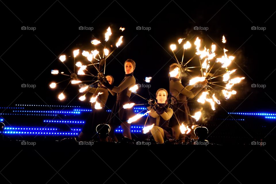 Fire Circus Walkea. Fire Circus Walkea @ Lux Helsinki light art festival in Helsinki, Finland (January 2015) 