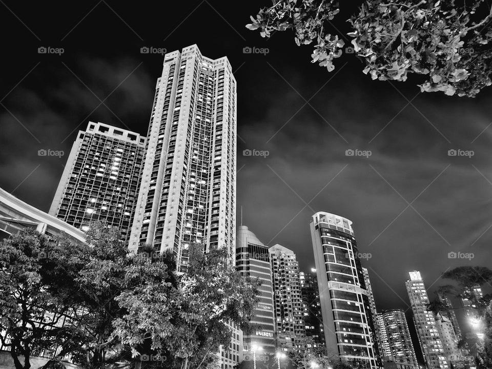 Looking at the nearby buildings from Hong Kong Victoria Park