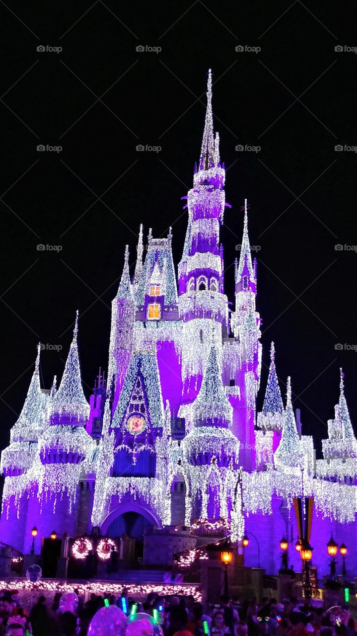 Disney Princess Castle in Purple Glow