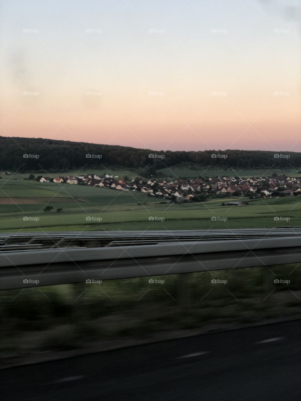 Sunrise over a town in Germany 