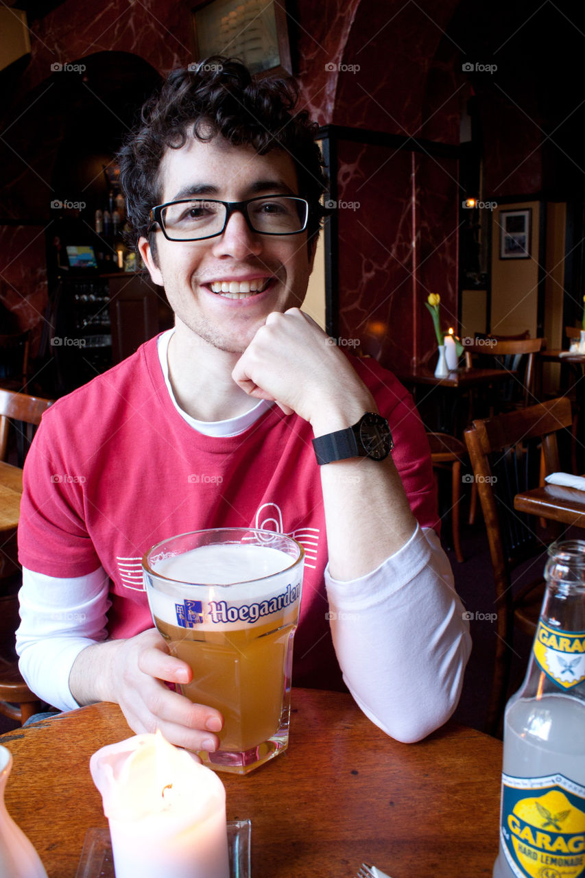 Man enjoying a beer