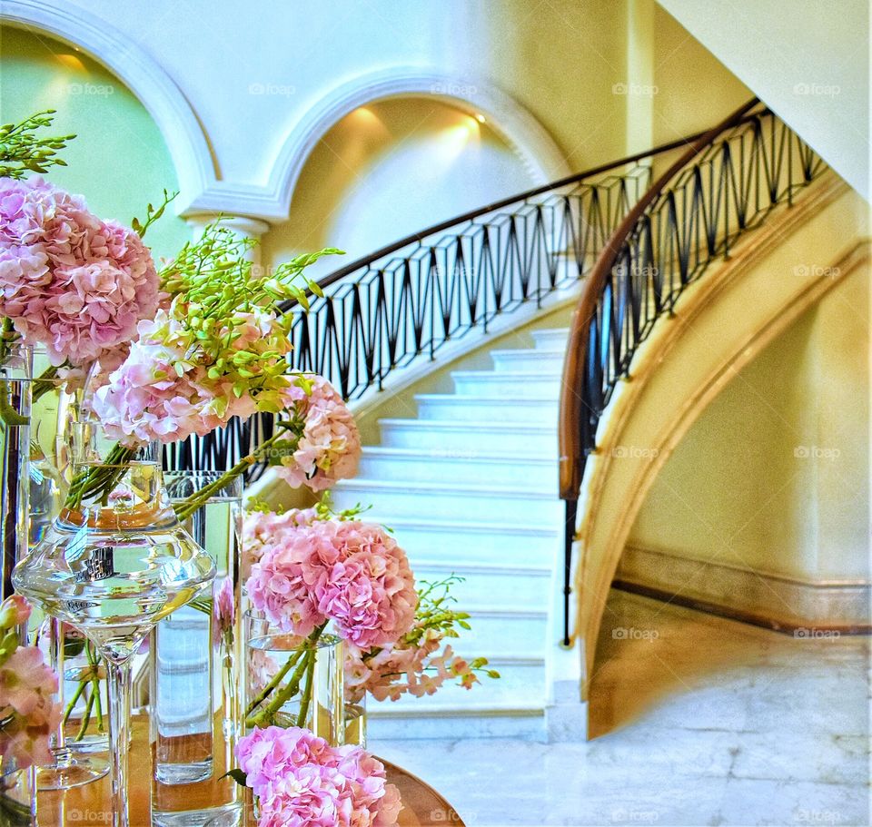 Staircase with flowers 