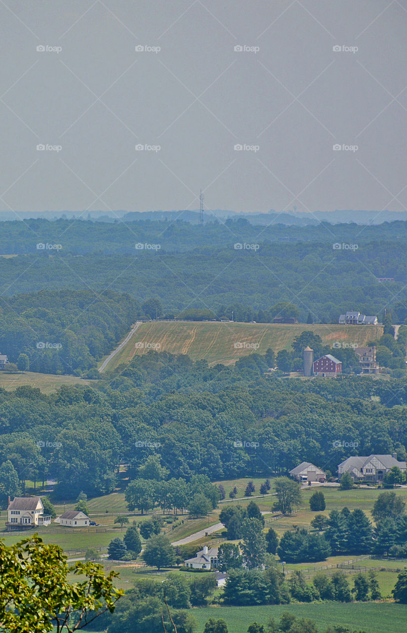 A panorama view of old family farm houses! Beauty from above! Long distance black and white and color photos of pastures,farm houses and live stock! 