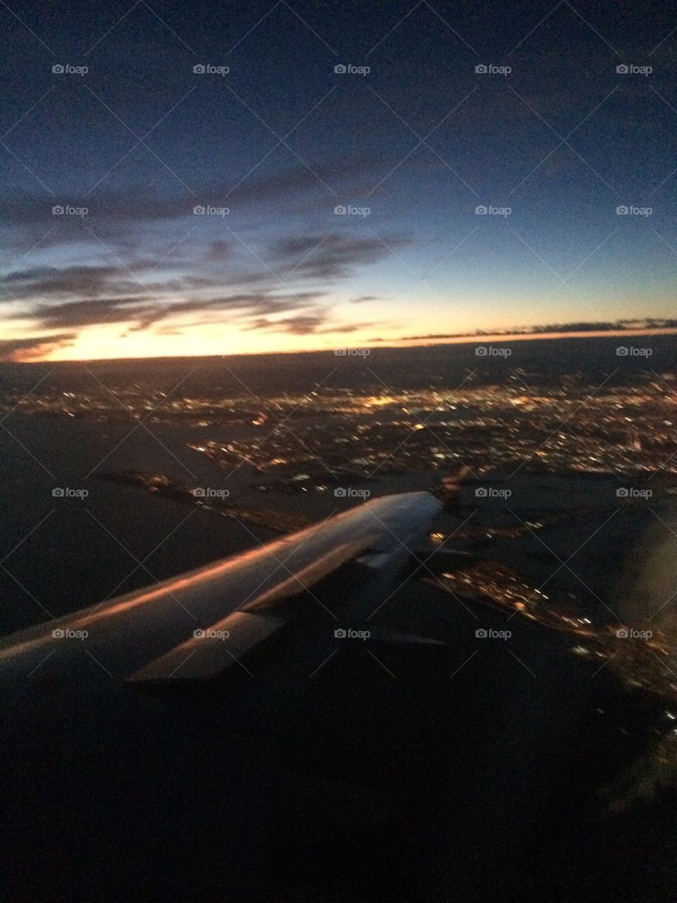 Viewing a beautiful fall sunset as the plane leaves LA. 