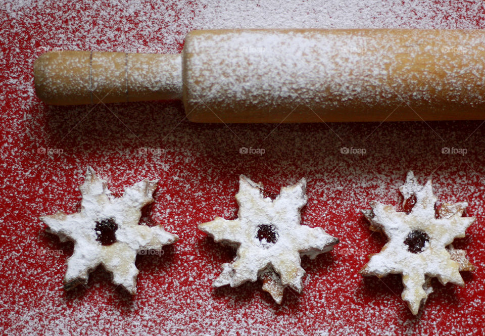 Home made cookies with powdered sugar