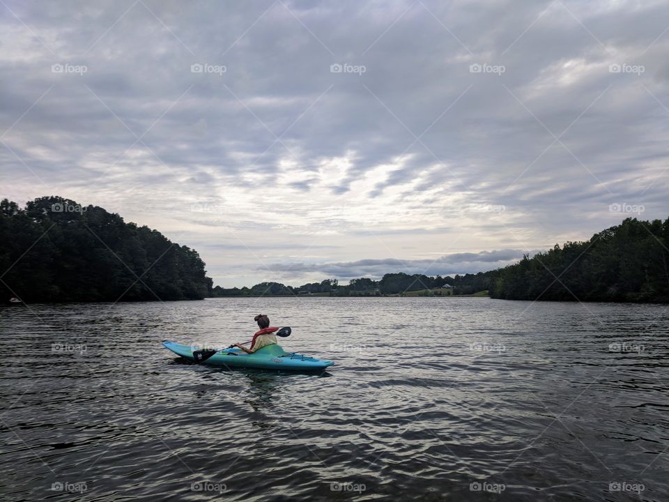 kyaking in a beautiful lake