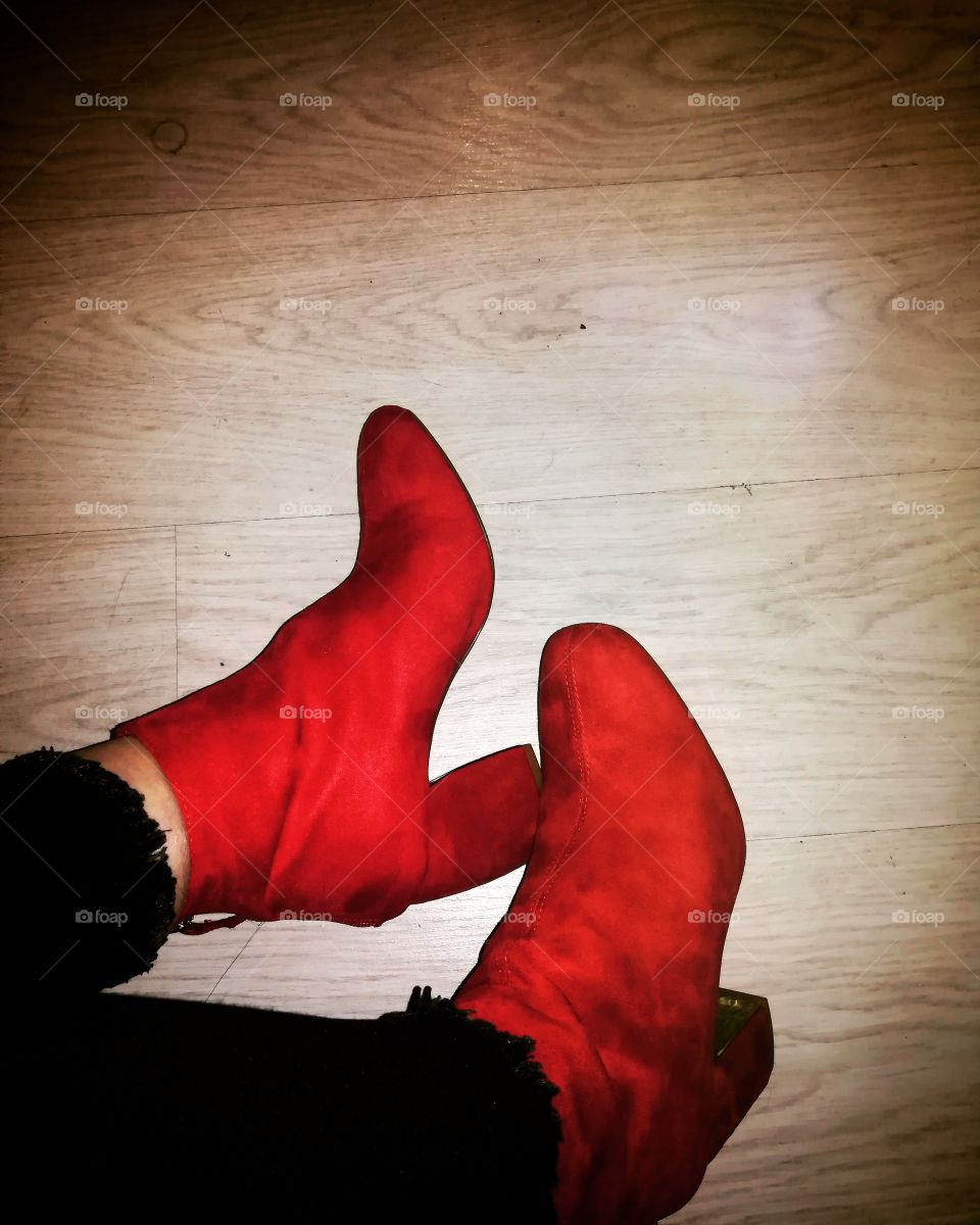 Red shoes with gold