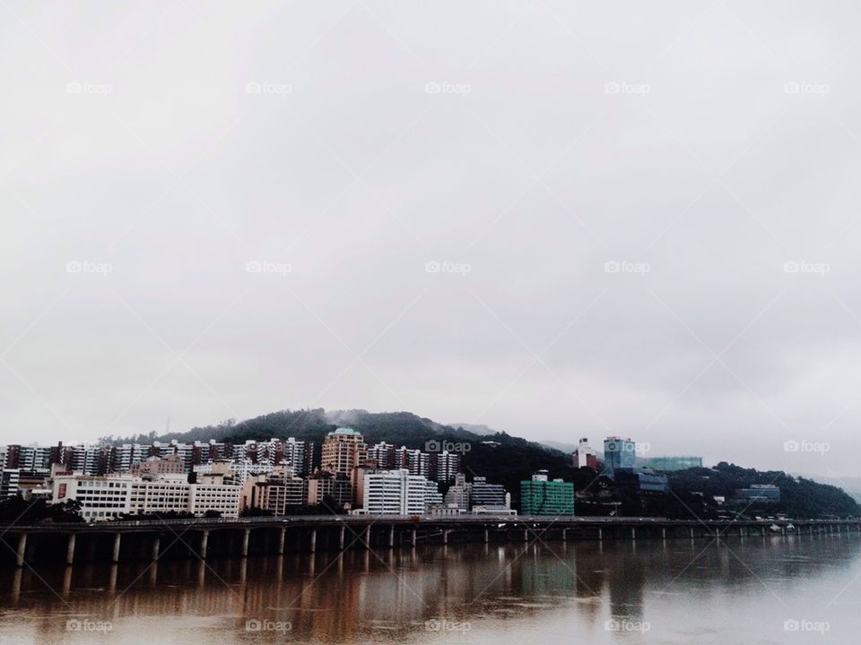 Riverside View of Han river in Seoul South Korea.