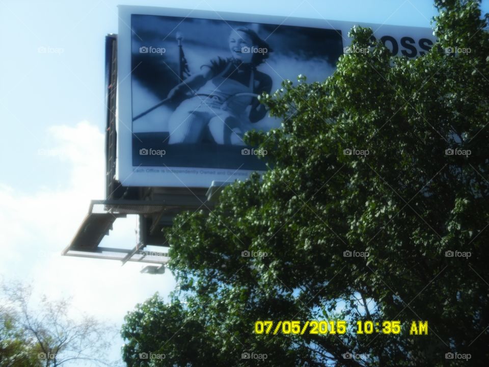 possum Kingdom billboard. This is a picture of a billboard showing display of possum Kingdom Lake and is located outside of Graham Texas
