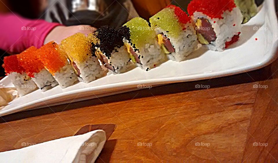 Rainbow sushi in Berkshires mass