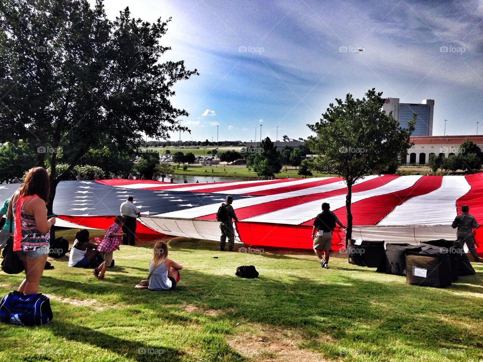 American pride. Giant flag held my Air Force men and women