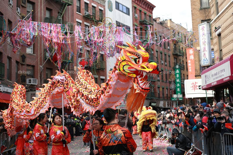 Chinese New Years celebration in New York City . Year of the pig . 