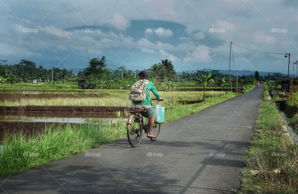farmer bike to work in the morning