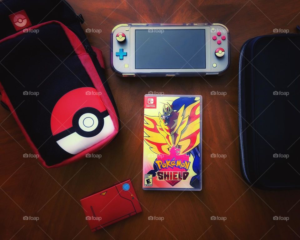 Switch with Pokemon Shield & Accessories