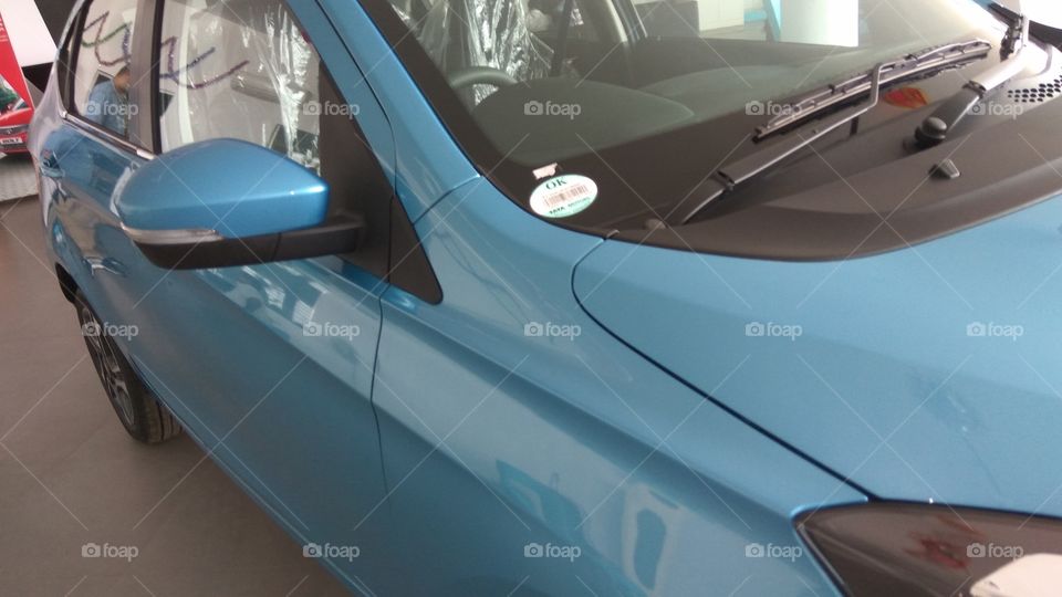 Blue colour car side views