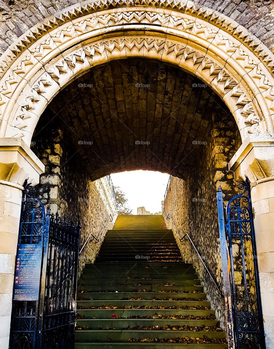 Rochester Castle through an arch