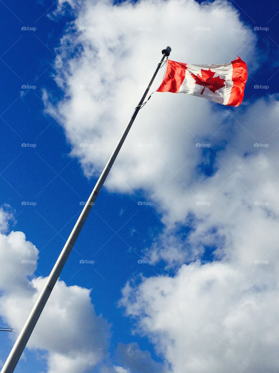 Canadian flag in strong wind