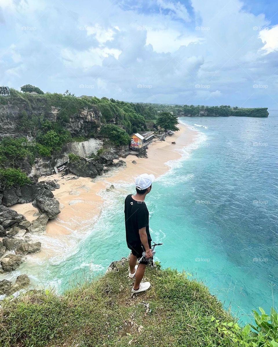 One of the beaches with beautiful views on the island of Bali, Balangan Beach.