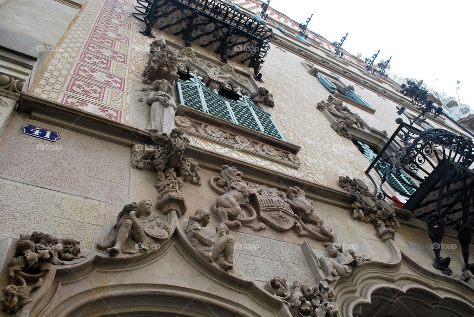 Ancient architecture on the streets of Barcelona Spain