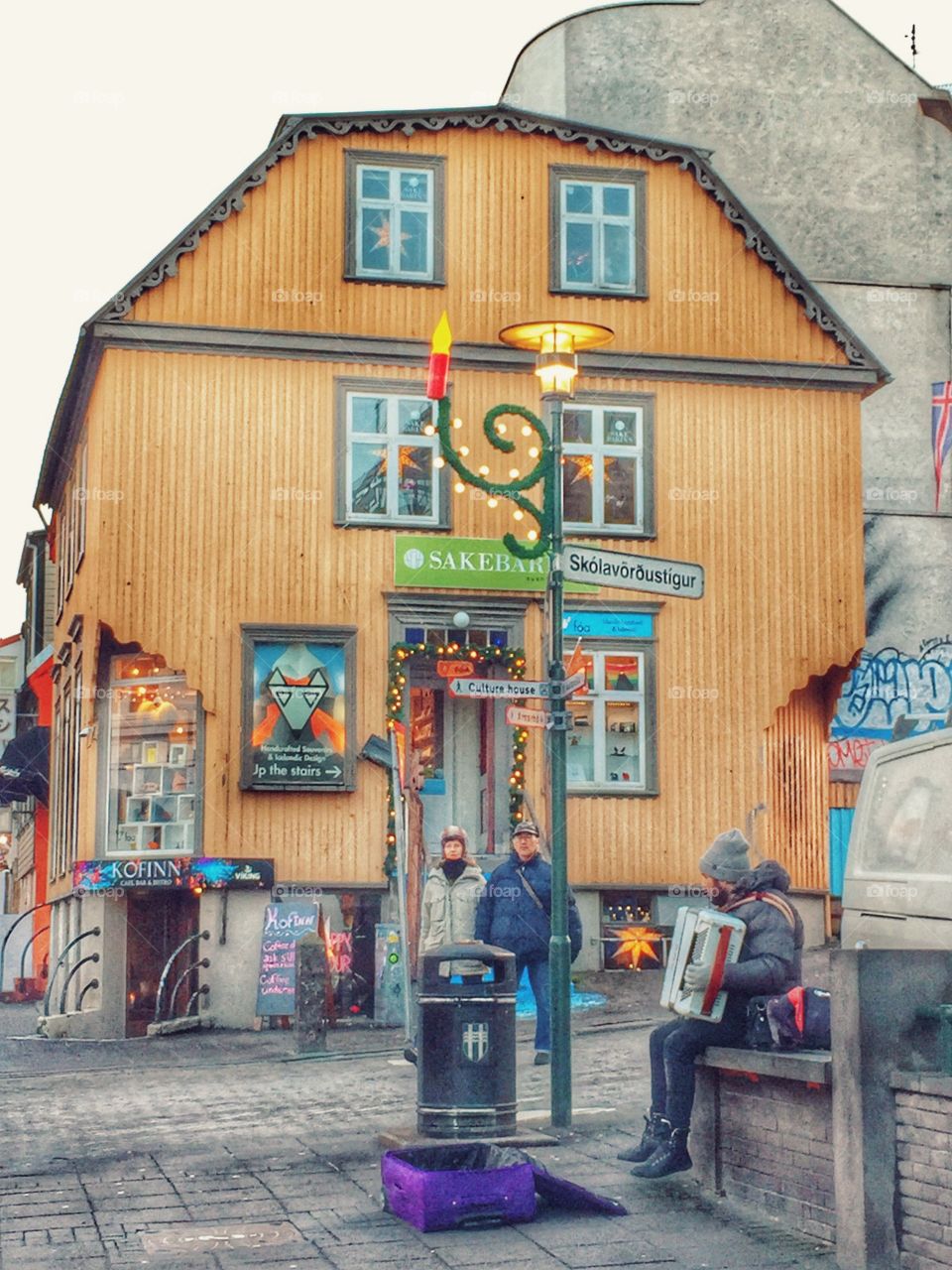 Street musician at Reykjavik, Iceland