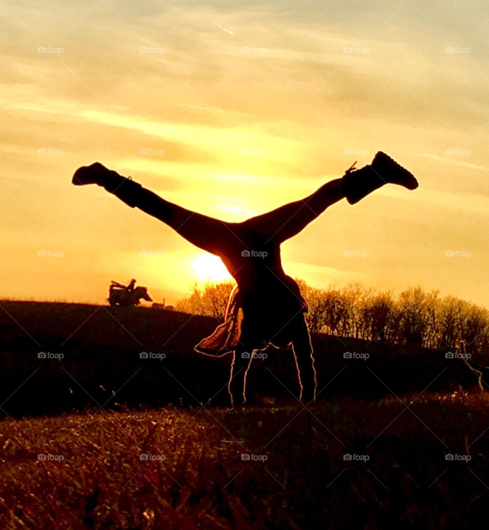 Silhouette cartwheel 