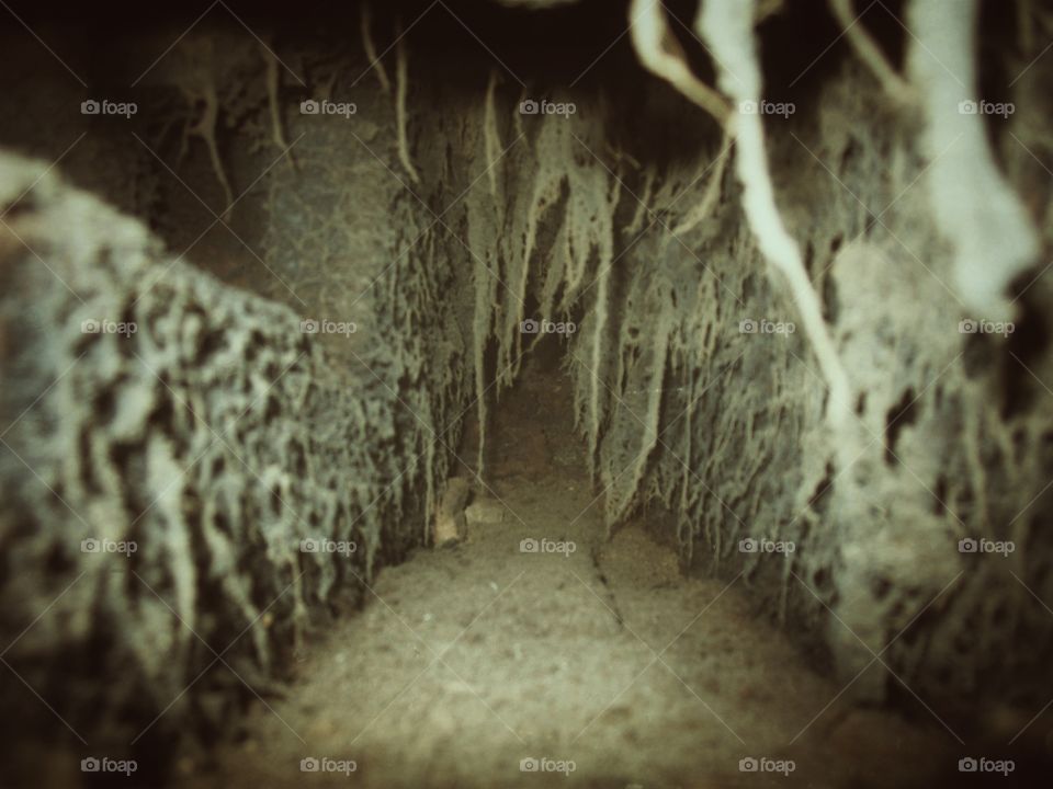 Small tunnel in the old oven in the village in Tver region, Russia