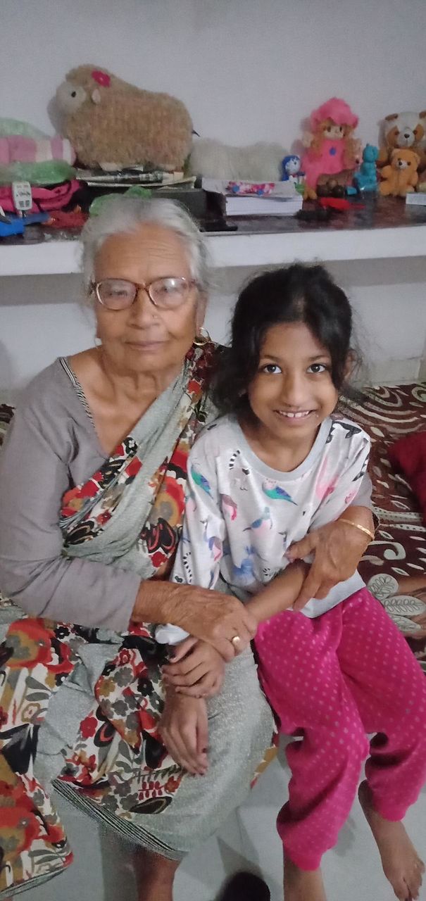 Indian old women with child