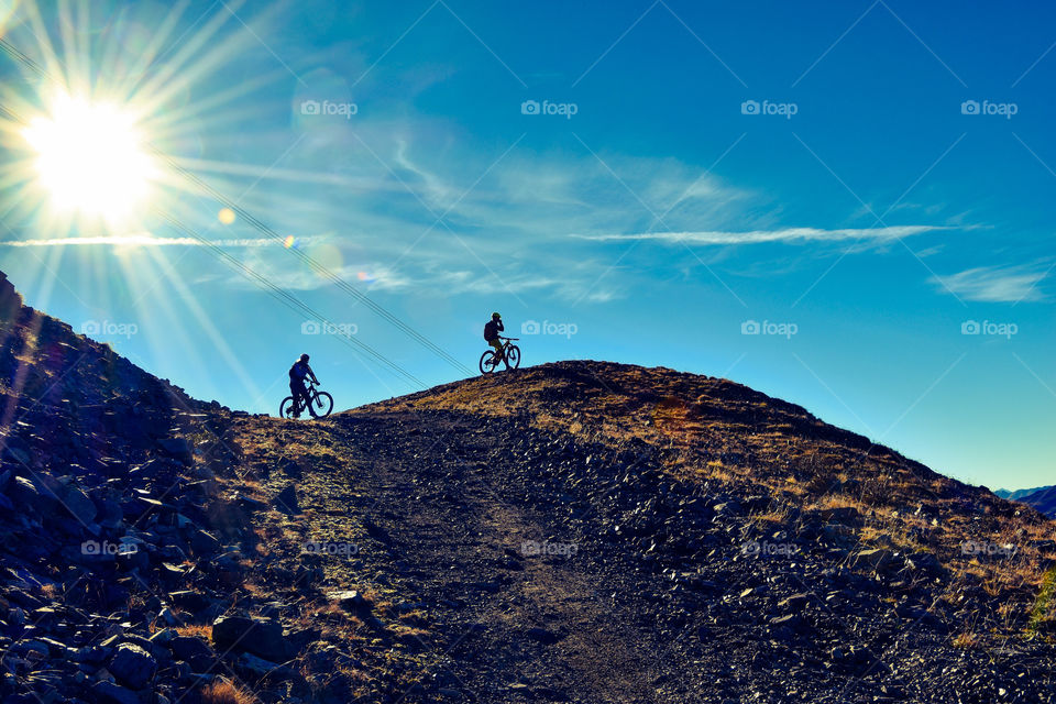 freeride mountainbiker, swiss alps.