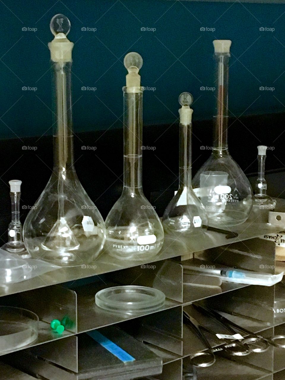 Glasswares for a researcher in a laboratory 
