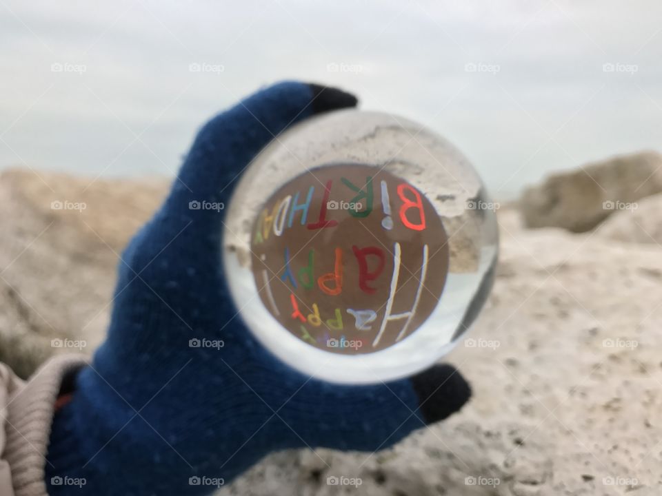 Happy Birthday in a crystal ball 
