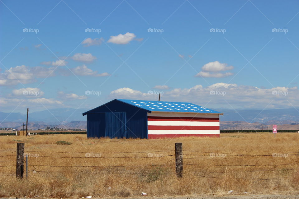 Born in the USA BARN. on my way to Yosemite and saw this barn